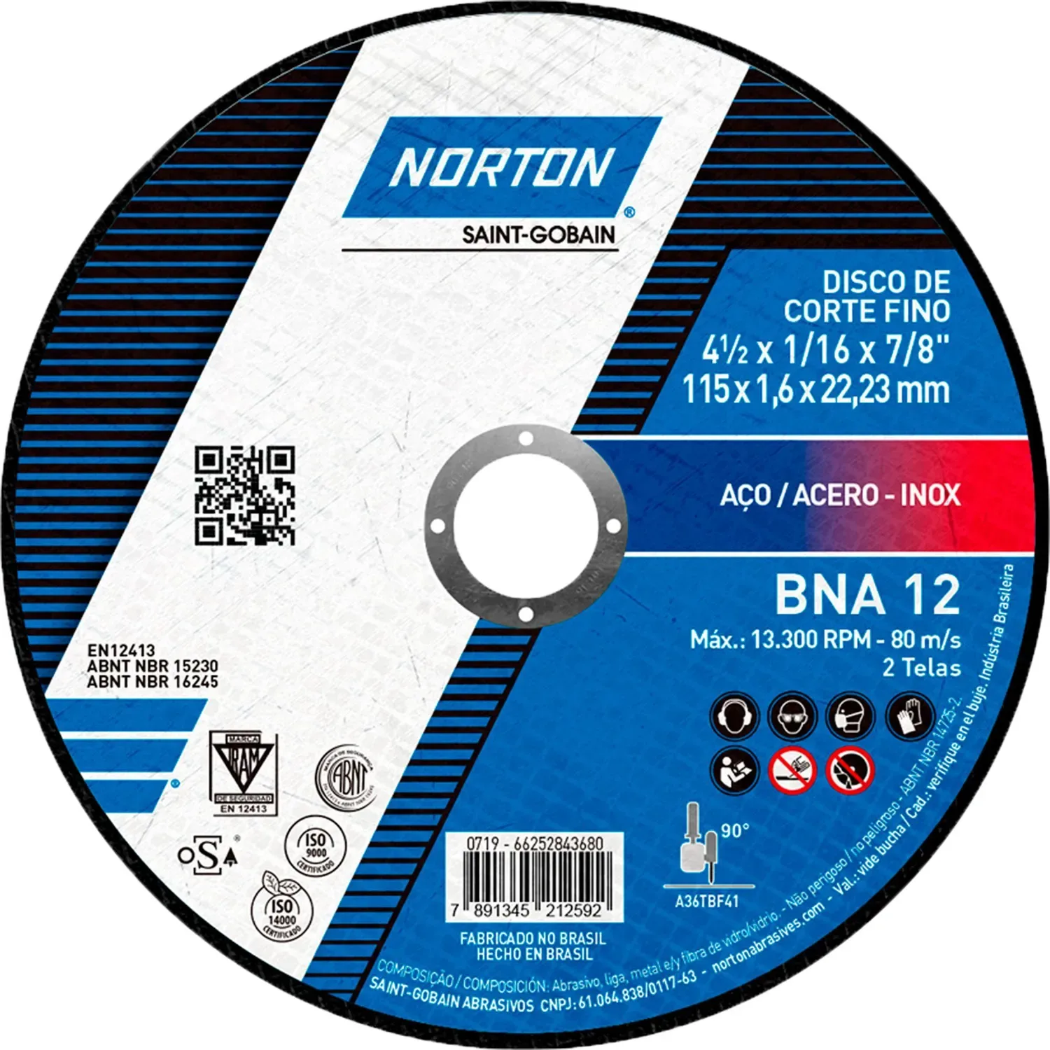 Disco corte fino BNA12 4 1/2X3/64"X7/8" - Norton