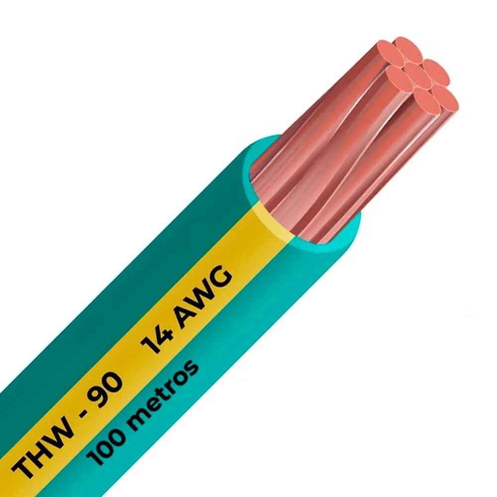 CABLE THW 90 N° 14AWG VERDE/AMARILLO ROLLO X10OMT CELSA