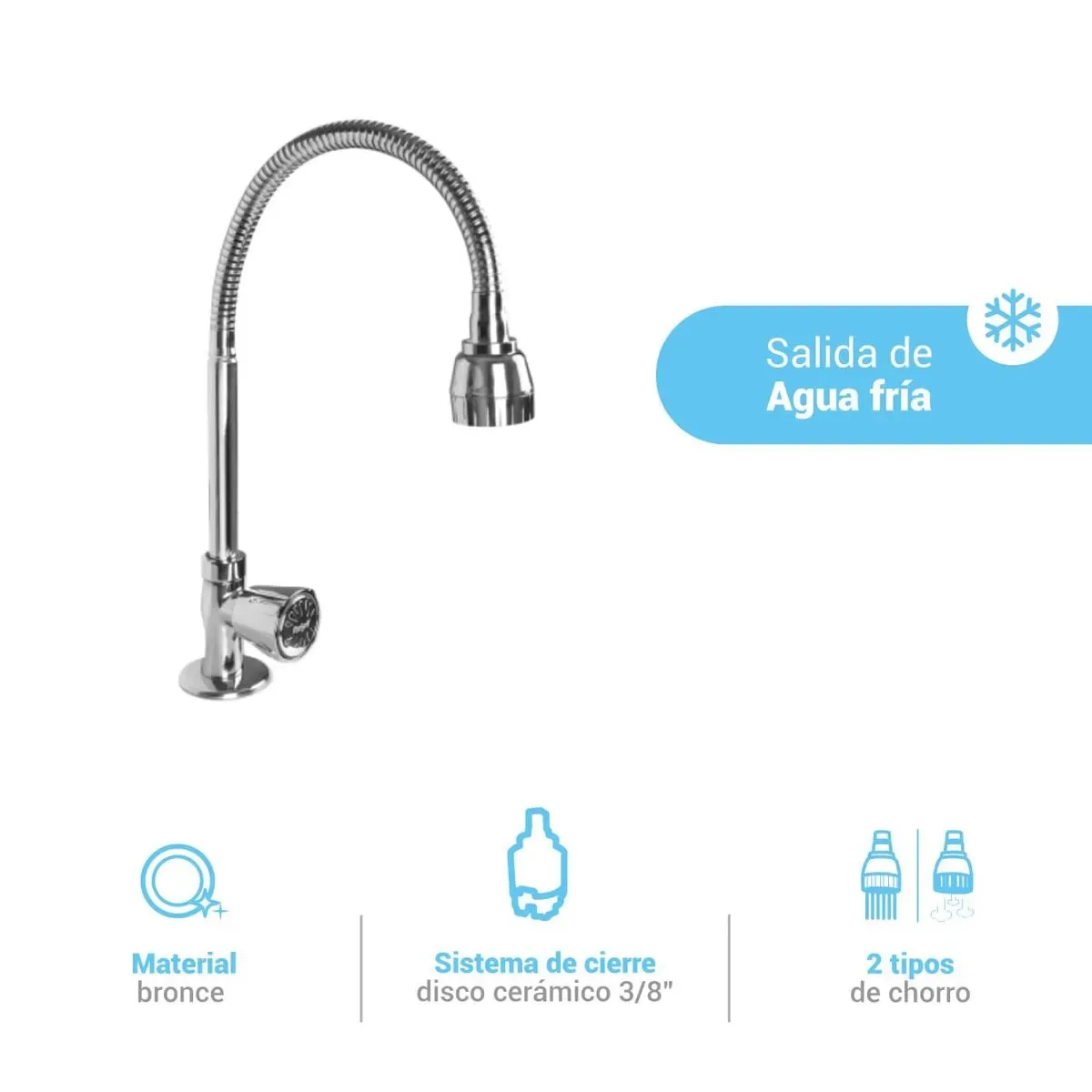 Llave pico de ganzo flexible p/mueble baru GR06J000 - Italgrif