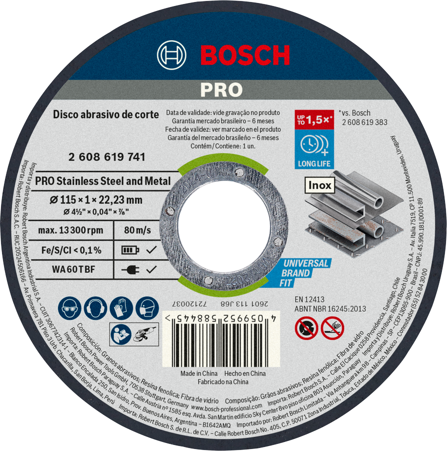 Disco corte metal pro 1MM 4 1/2" CAJX25 2608619741000 Bosch