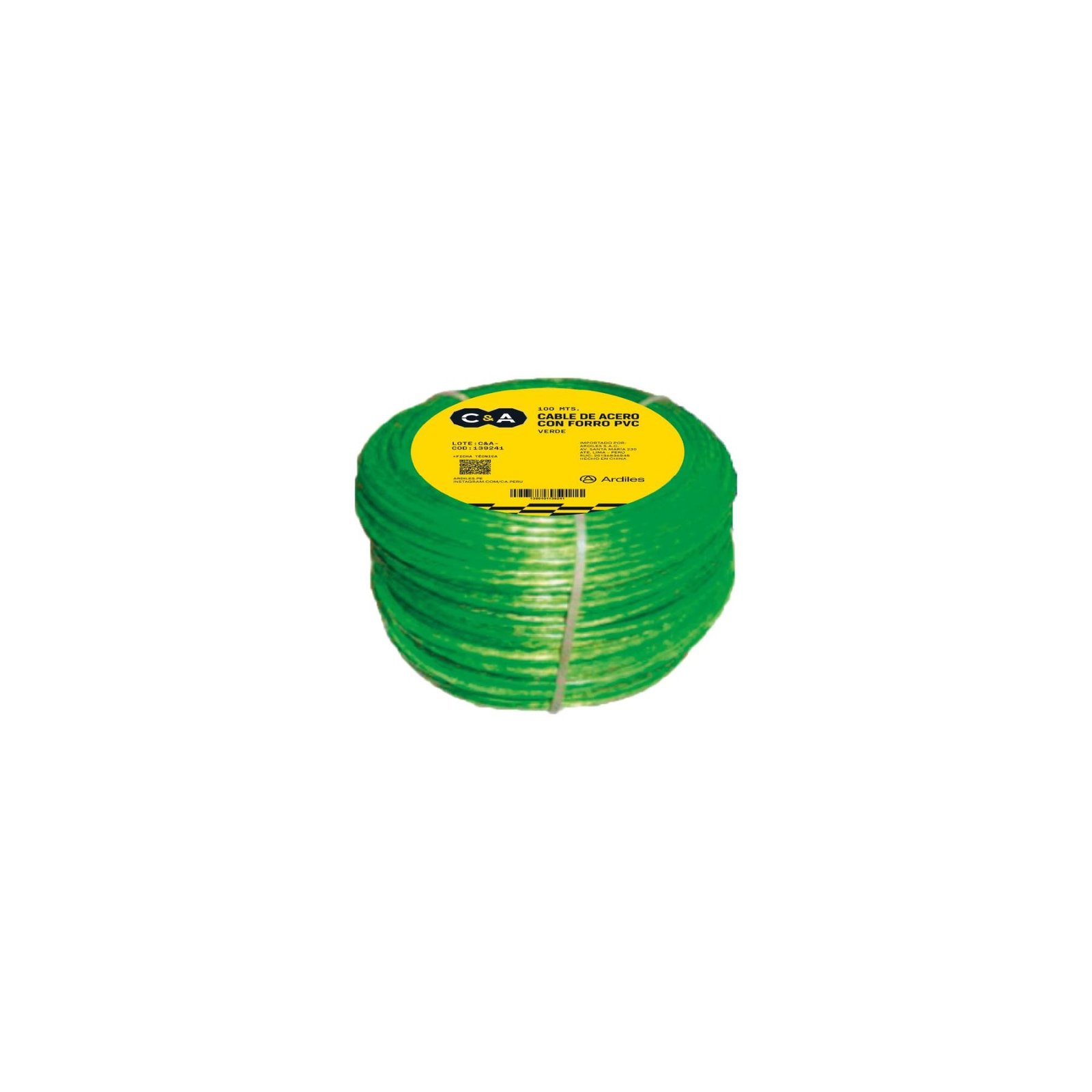 CABLE C/FORRO VERDE X 100MTS (CORDEL) 139241 CJA12 - C&A