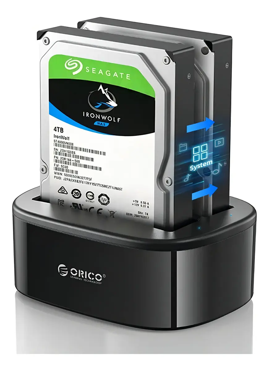 DOCKING STATION 6228US3 2 RANURAS USB 3.0 SATA CLONACIÓN 10TB - ORICO