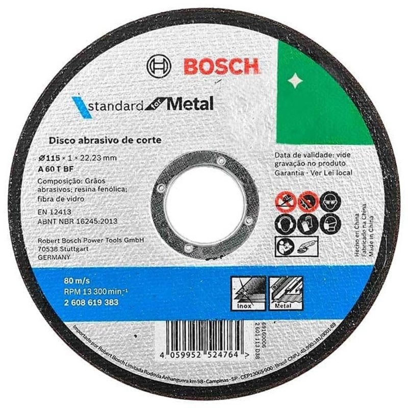 DISCO CORTE METAL STANDAR 1MM 4 1/2"2608619383 CAJX100 BOSCH