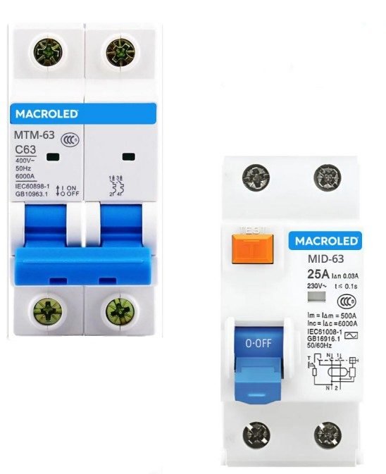 Interruptor diferencial 2 polos Macroled MID-63 - 25A - 30MA - clase AC