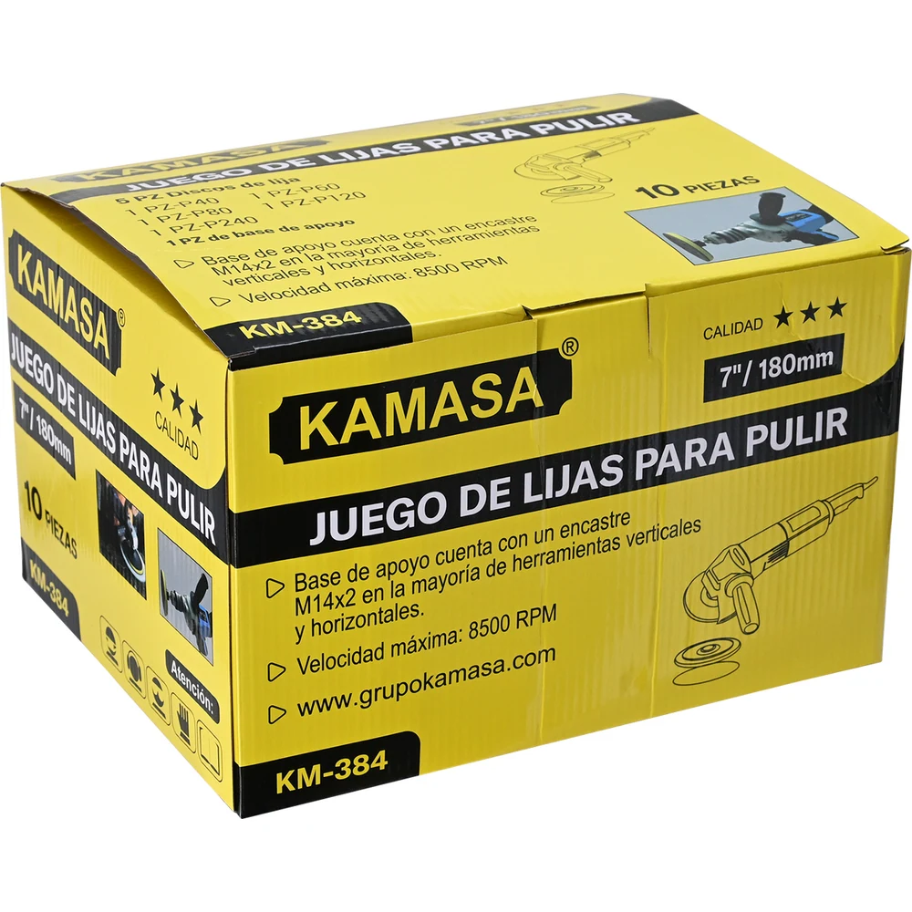 Juego de lijadora p/ pulidor x 6PCS 180MM KM384 Kamasa