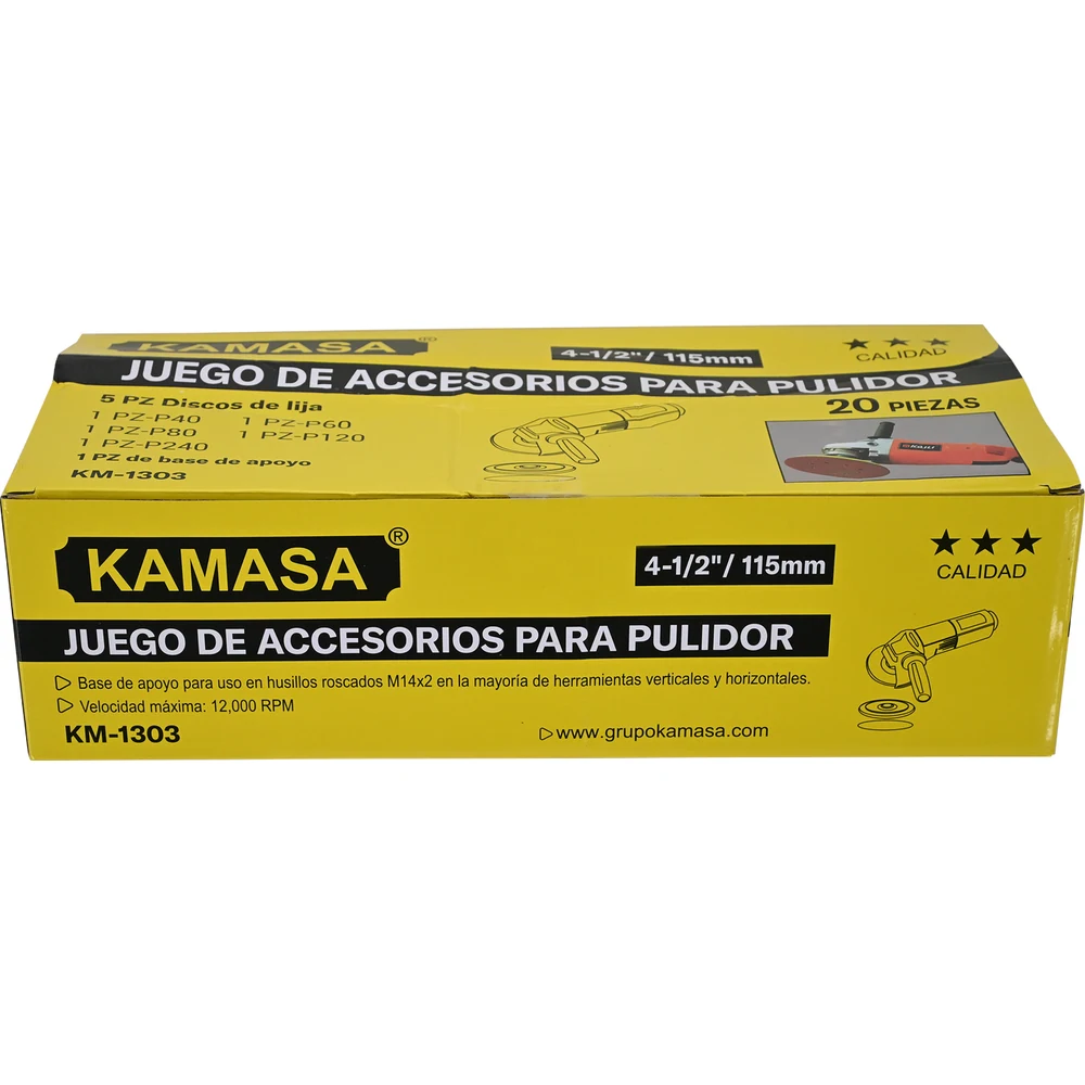 Juego de lijadora p/ pulir x 6PCS 115MM KM1303 Kamasa