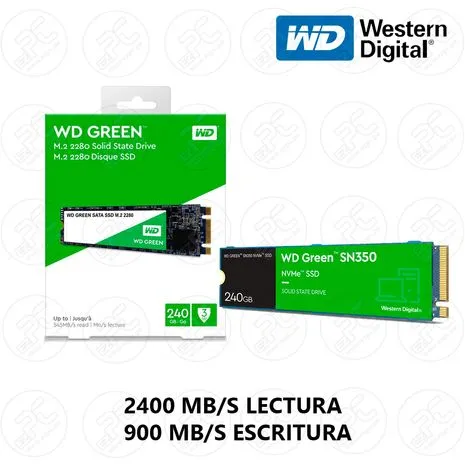 DISCO SÓLIDO SSD WD SN350 240GB VERDE NVME M2 2280 PCIE - WESTERN DIGITAL
