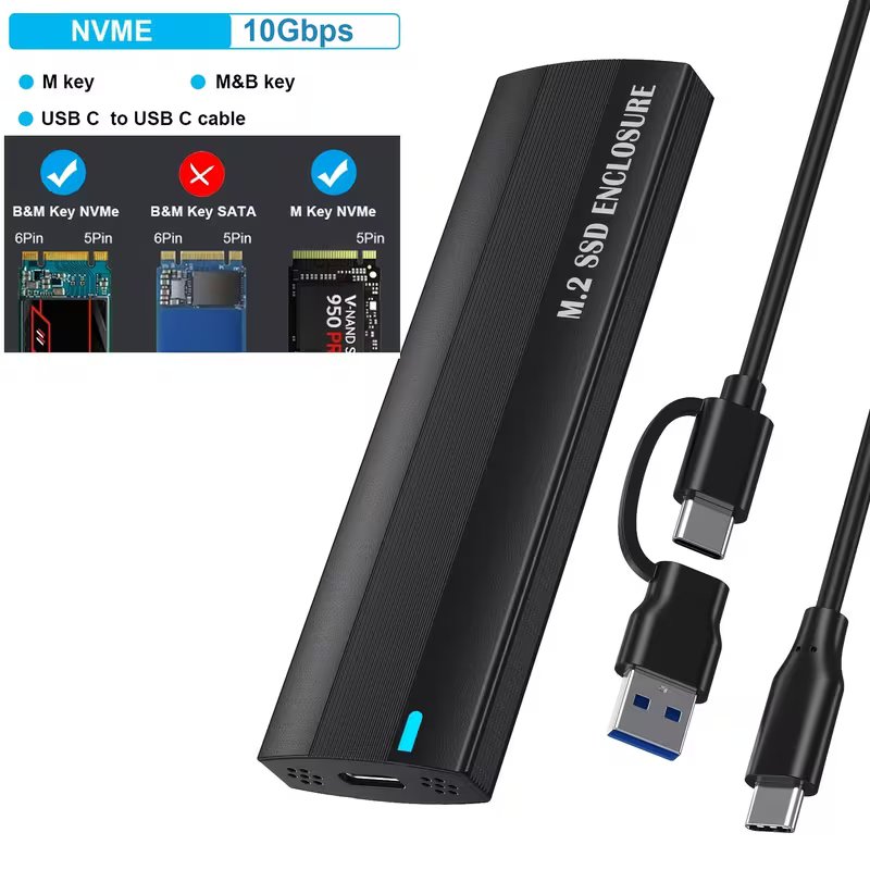 ADAPTADOR SSD M.2 NVME - USB 3.2 GEN 2 (10GBPS)