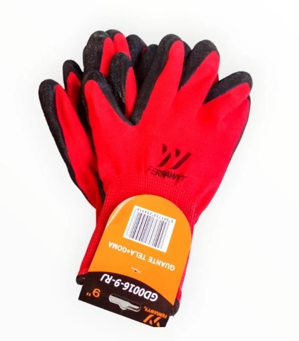 GUANTES ANTI CORTE TELA+GOMA GD0016-9 NARANJA - FERRAWYY