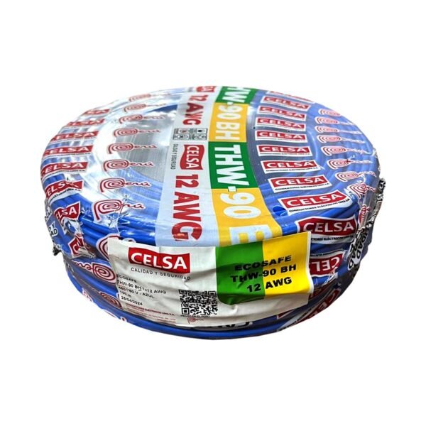 CABLE THW 90 N° 12AWG AZUL ROLLO X10OMT CELSA