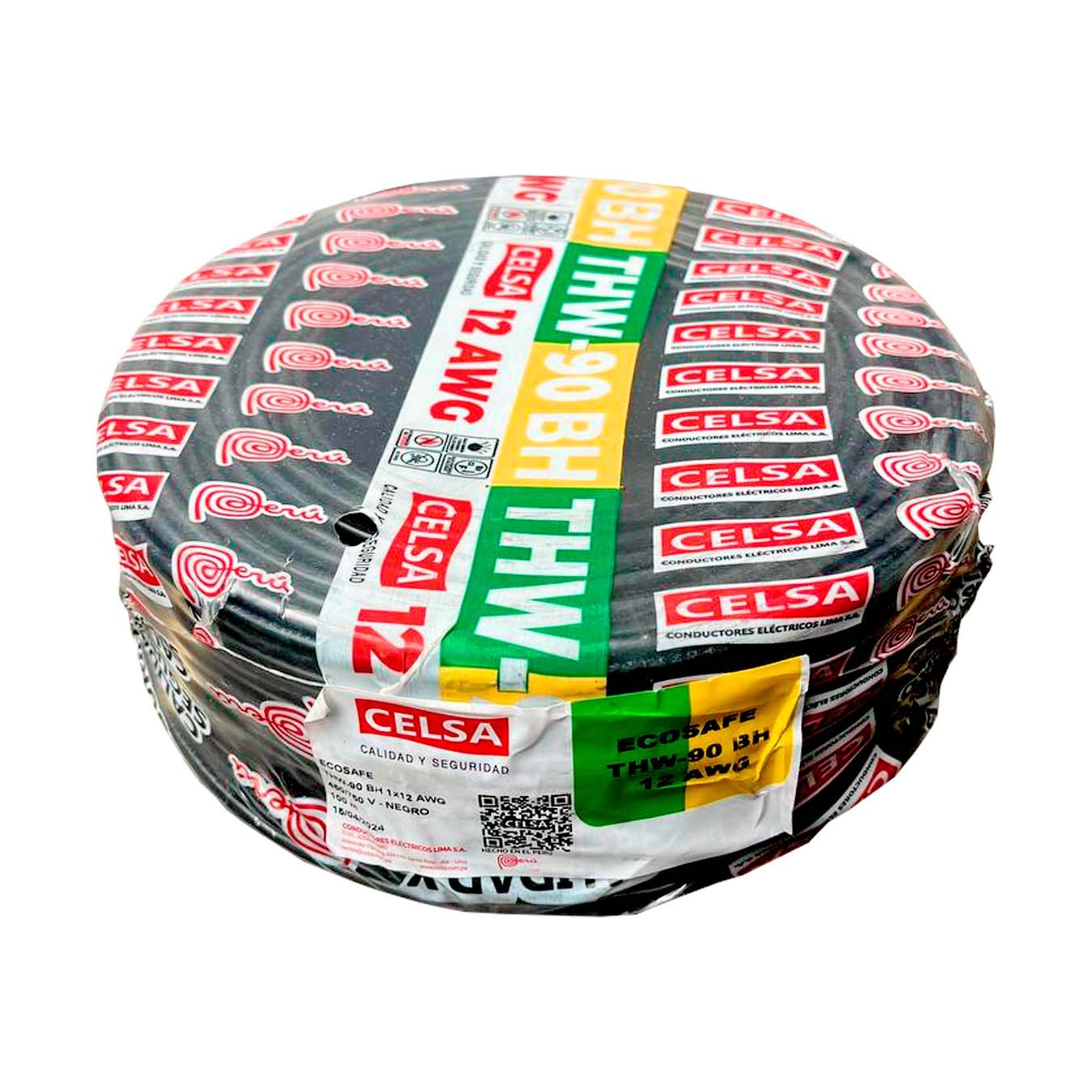 CABLE THW 90 N° 12AWG NEGRO ROLLO X10OMT CELSA