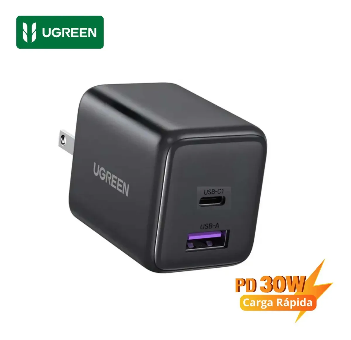 Cargador 30W pd - ganinfinity 3A - doble salida negro Ugreen