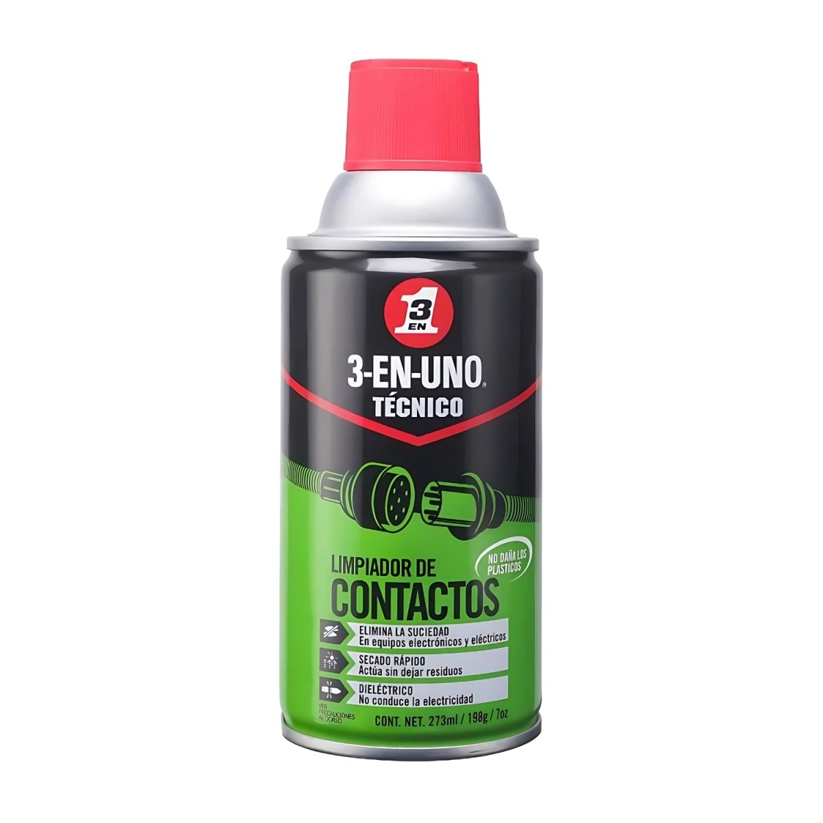 LIMPIADOR DE CONTACTOS AEROSO 7 OZ X273ML VERDE METAL 52236 - 3 EN UNO