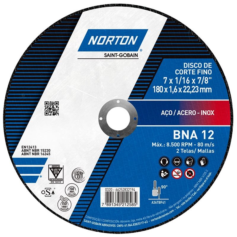 Disco corte fino BNA12 7X1/16"X7/8" - Norton